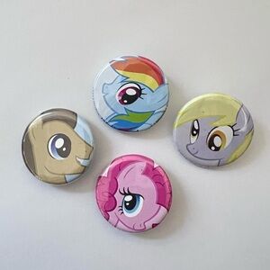 My Little Pony Pinbacks Lot of 4 Colorful Cartoon Character Buttons Set